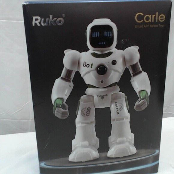 RUKO CARLE LARGE SMART APP PROGRAMMABLE VOICE APP ROBOT TOY GREEN & WHITE - Picture 2 of 7
